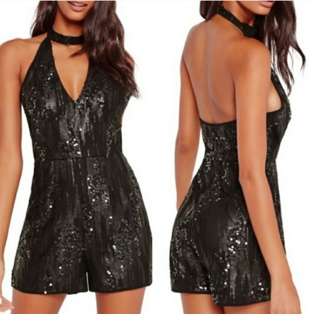 Missguided Black Sequin Romper